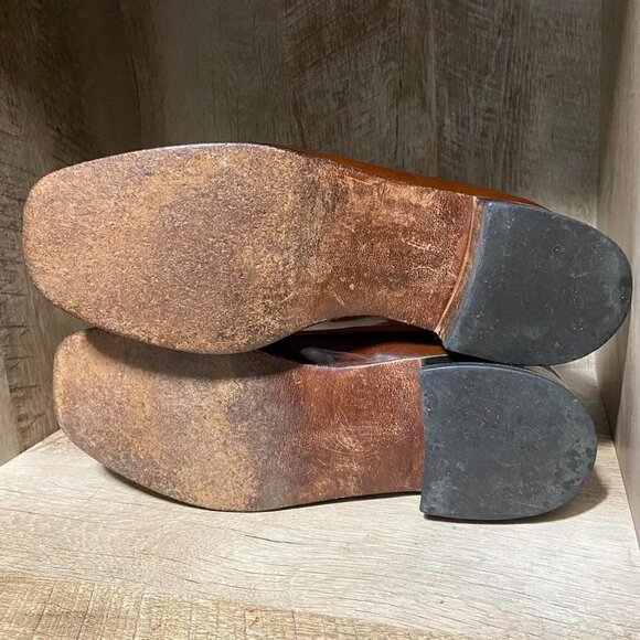 Vintage Brown Patent Leather Loafers Size 8 Horse bit Buckle Detail Hanover - Picture 8 of 9